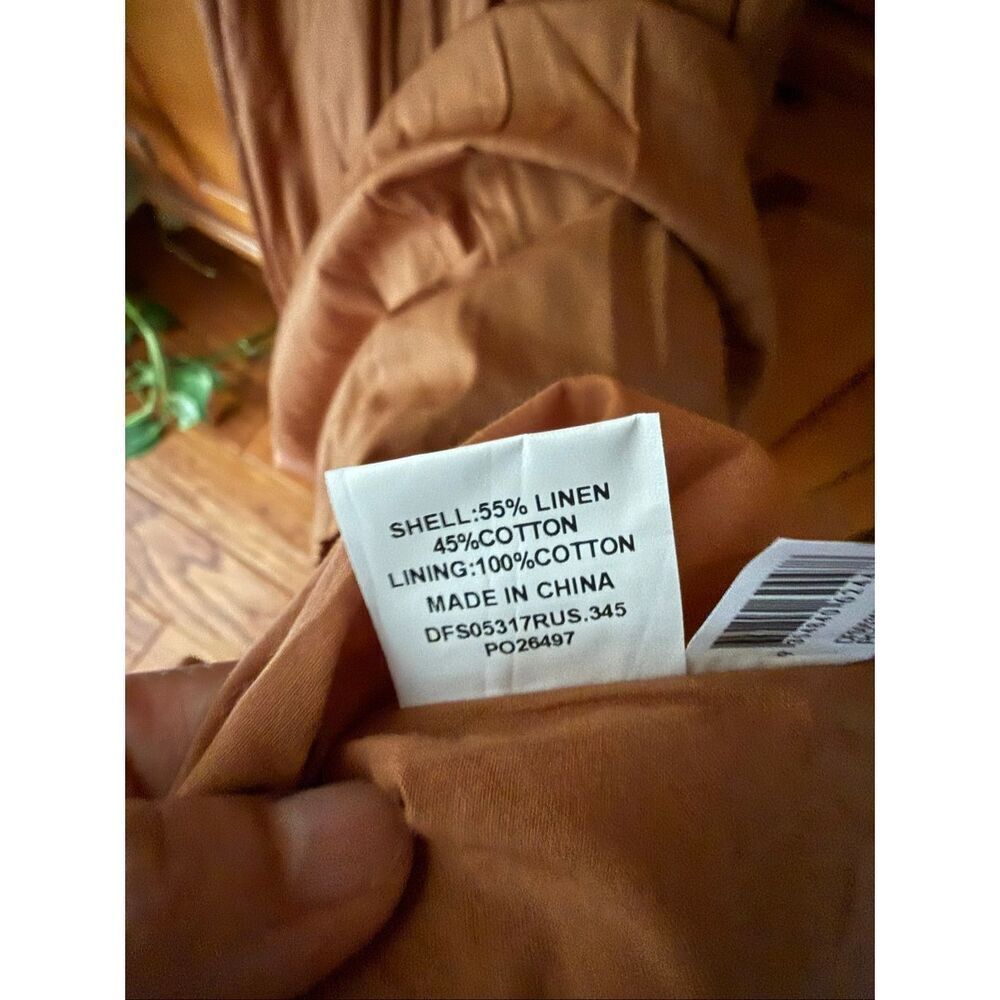 DISSH Brown Linen Cotton Maxi Skirt | Elastic Waist Drawstring | Size 6 - Picture 4 of 13